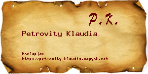 Petrovity Klaudia névjegykártya